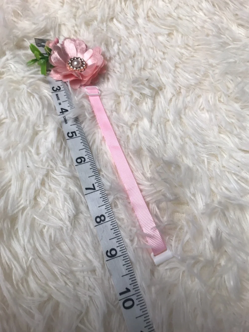 Pink Floral Pet Necklace with Pearl Accent